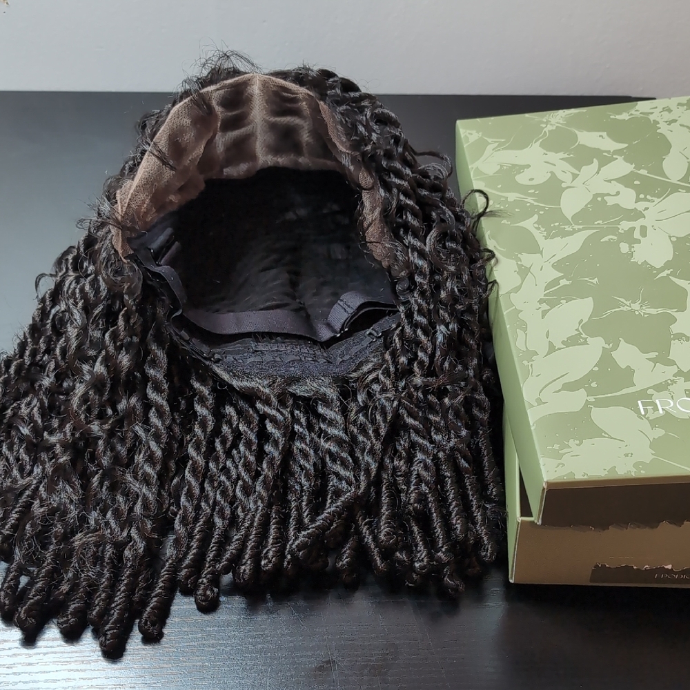 12 Inch Natural Black 13x5 Lace Front Boho Knot Twist Human Hair Blend 200%